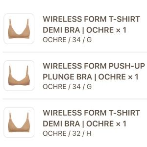3 SKIMS bras 34G 34G 32H OCHRE NWT never worn